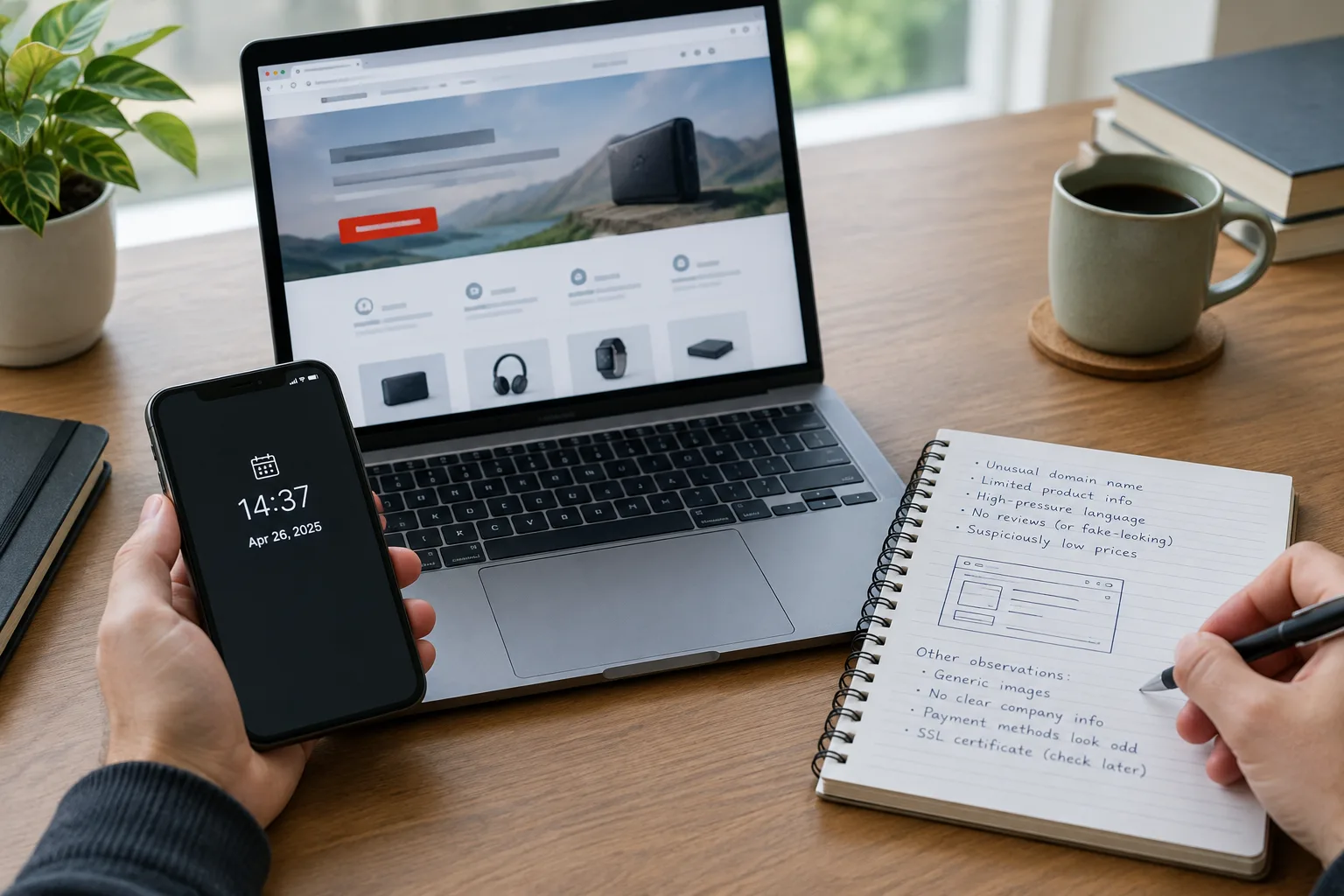 Un ordinateur, un téléphone et un carnet servent à consigner des observations datées.